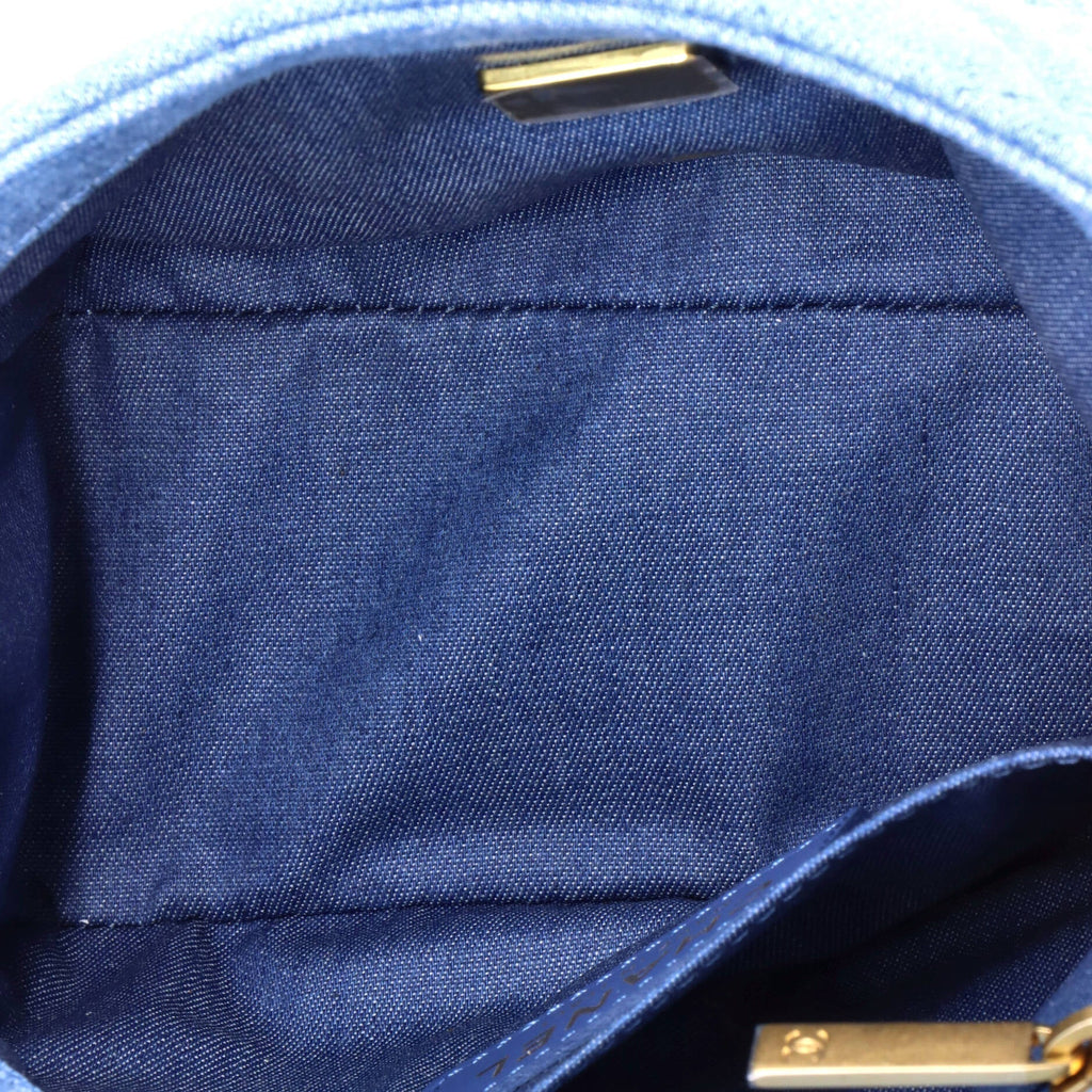 Pearl Crush Square Flap Bag Quilted Denim Mini
