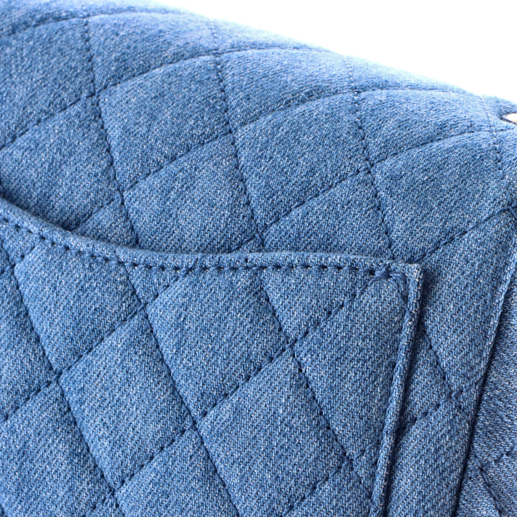 Pearl Crush Square Flap Bag Quilted Denim Mini