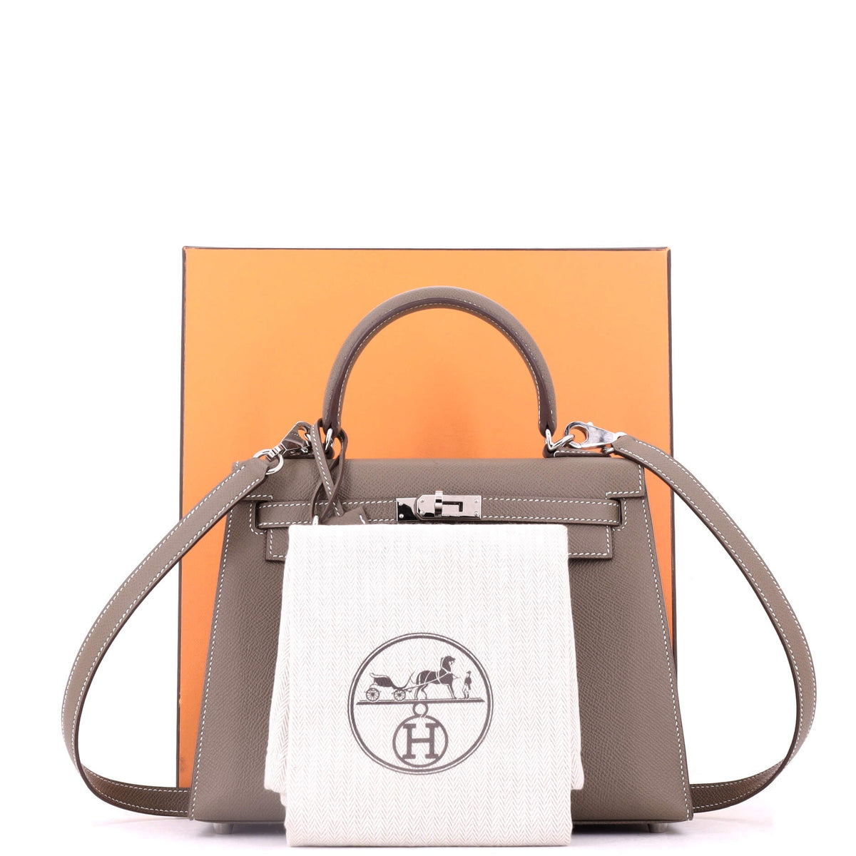 Kelly Handbag Etoupe Epsom with Palladium Hardware 25