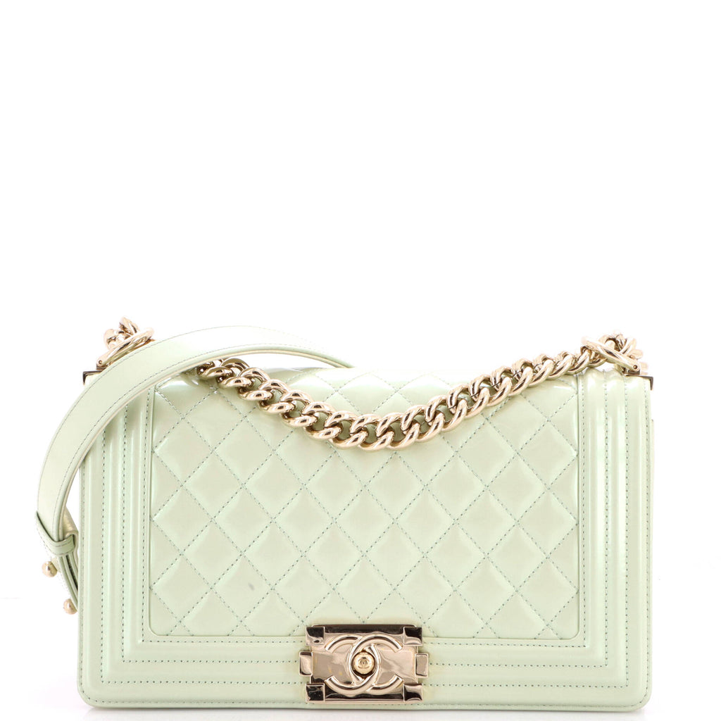 Boy Flap Bag Quilted Iridescent Glazed Calfskin Old Medium