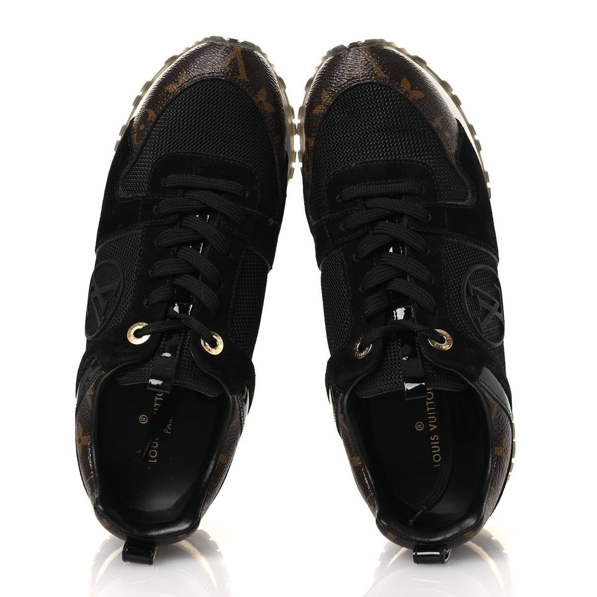 Suede Monogram Run Away Sneakers 36.5 Black