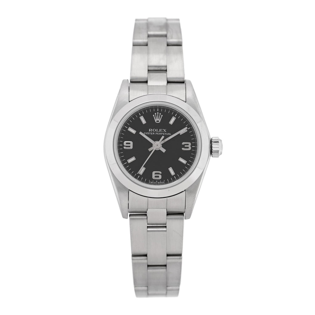 Stainless Steel 24mm Oyster Perpetual Watch Black 76080
