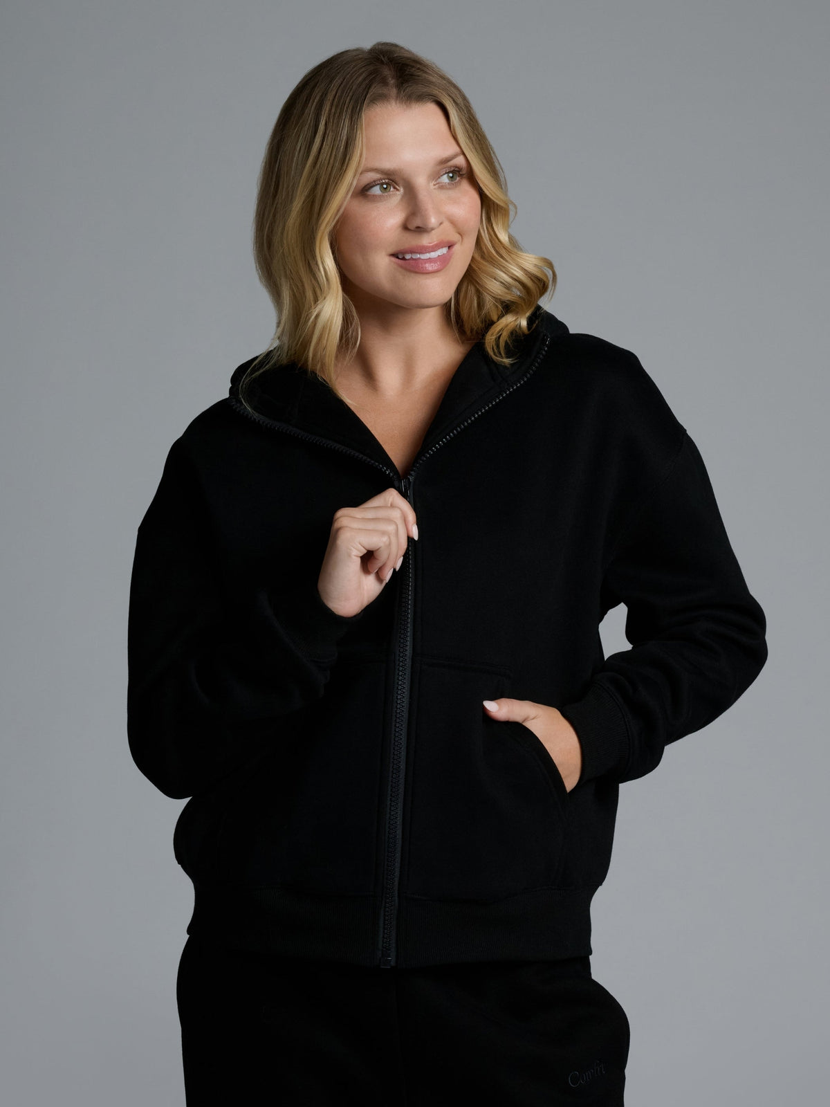 Basic Crop Zip Hoodie