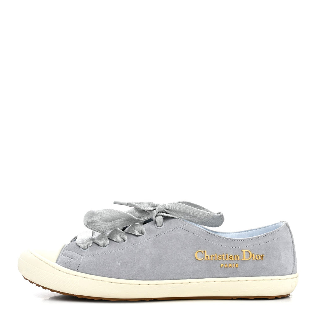 Suede Calfskin Lucky Low Top Sneakers 38 Blue