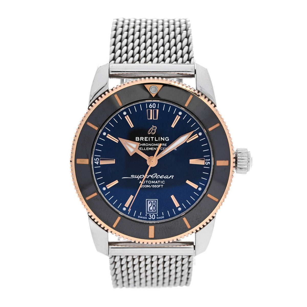 Stainless Steel 18K Rose Gold 42mm Superocean Heritage B20 Automatic Watch Black UB2010