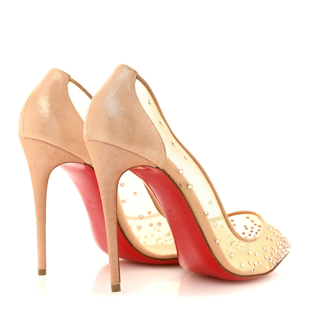 Suede Lame Crystal Strass Follies 100 Pumps 40 Light Silk