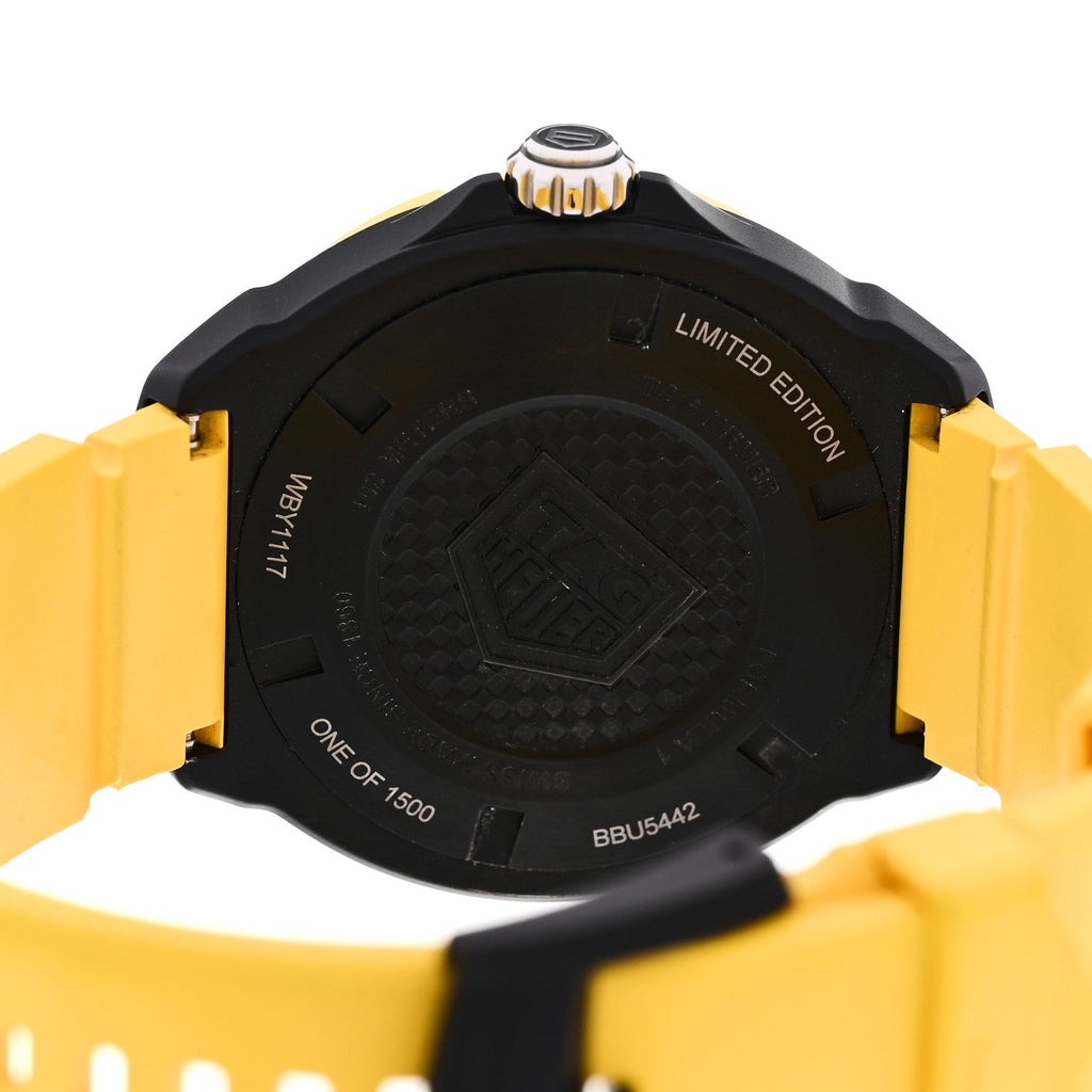DLC Stainless Steel Rubber 38mm Formula 1 Solargraph Quartz Watch Black Yellow WBY1117