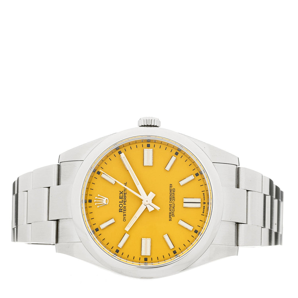 Stainless Steel 41mm Oyster Perpetual Watch Yellow 124300