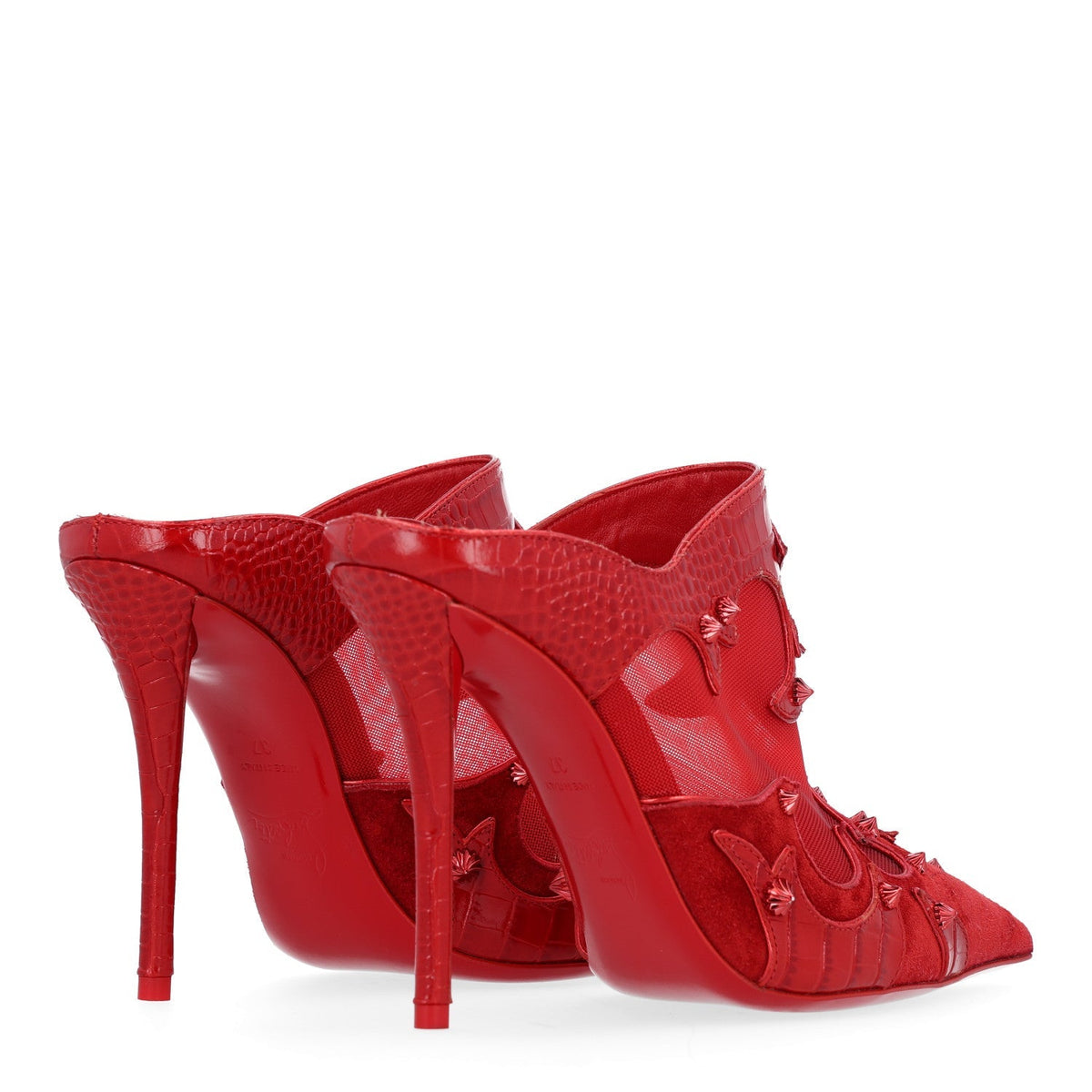 Embossed Alligator Veau Velours Mesh Studded Mulatiag 100 Pumps 37 Loubi
