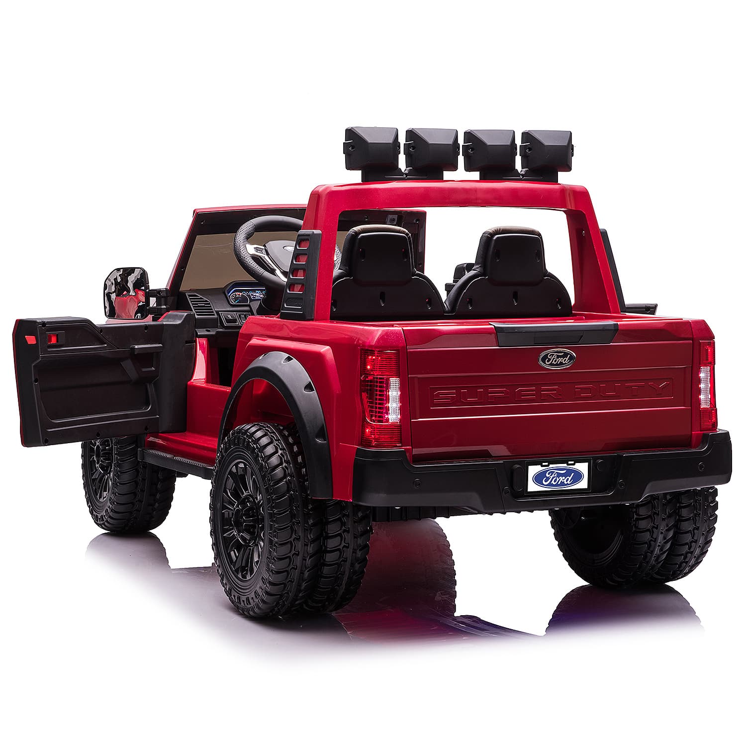 Ford F450 Custom Edition 24V Kids Ride-On Car Truck with R/C Parental Remote | Cherry Red