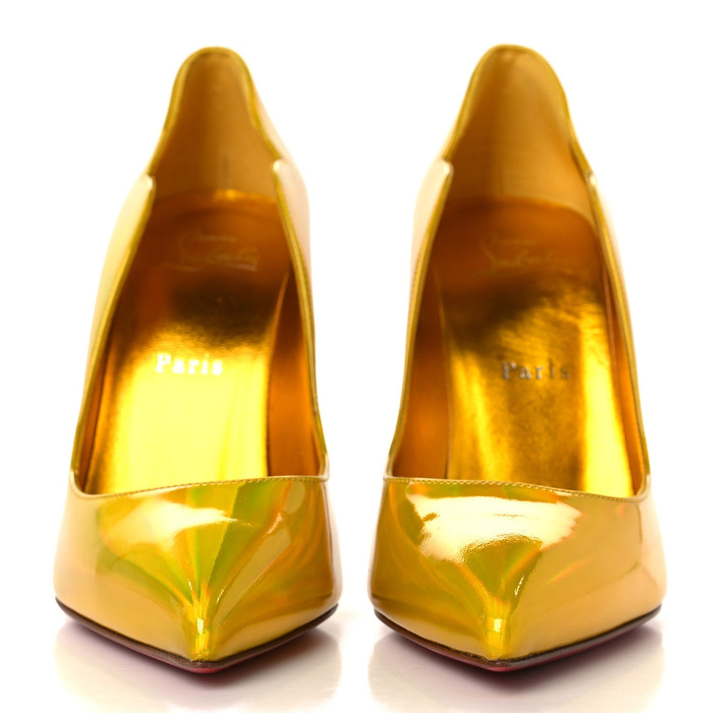 Metallic Patent Hot Chick 100 Pumps 38 Yellow
