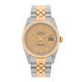 Stainless Steel 18K Yellow Gold 36mm Oyster Perpetual Datejust Watch Champagne Linen 16233