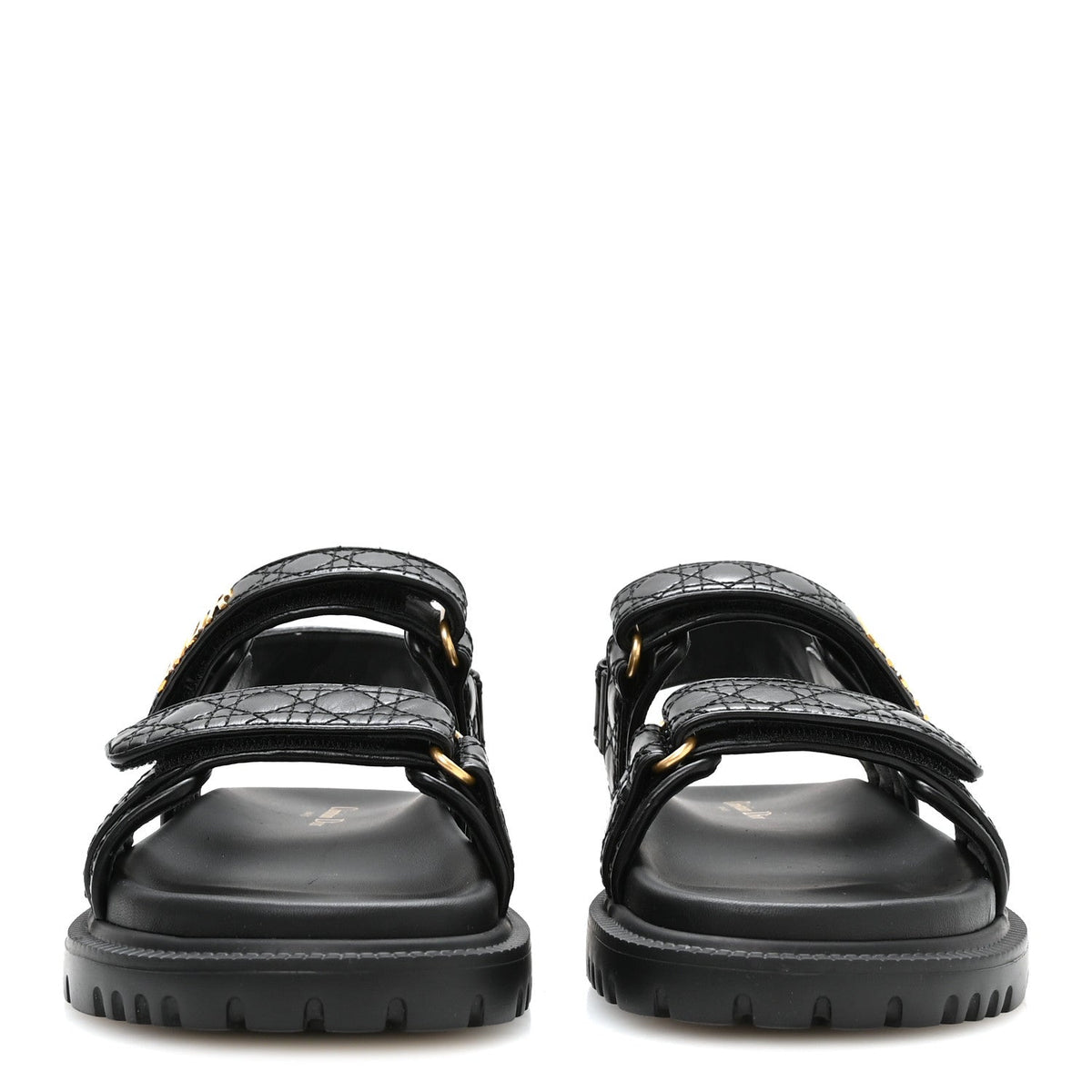 Calfskin Cannage Dioract 10mm Sandals 36 Black