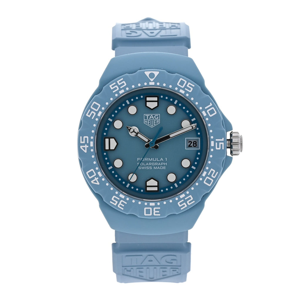 Polylight Stainless Steel Rubber 38mm Formula 1 Solargraph Quartz Watch Light Blue WBY1163