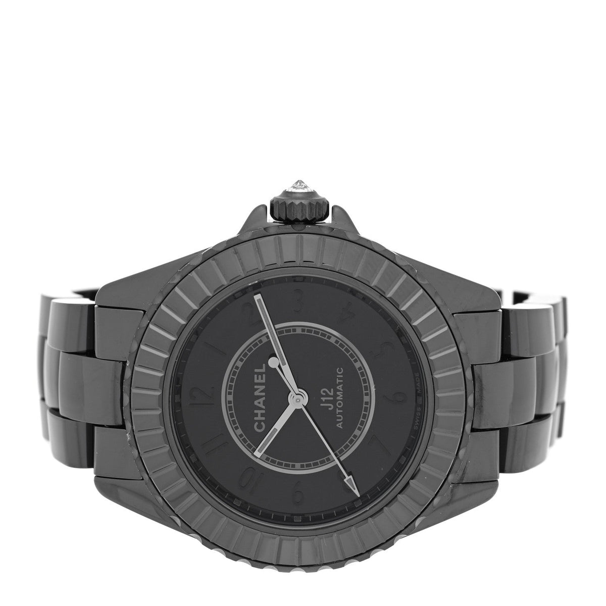 Stainless Steel Ceramic Diamond 38mm J12 Limited Edition Automatic Watch Black