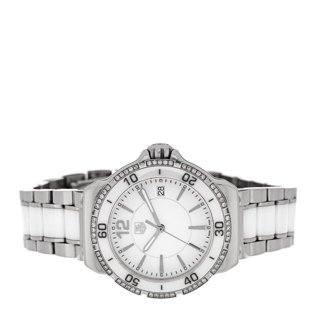 Stainless Steel Ceramic Diamond 34mm Formula 1 Quartz Watch White WAH1213