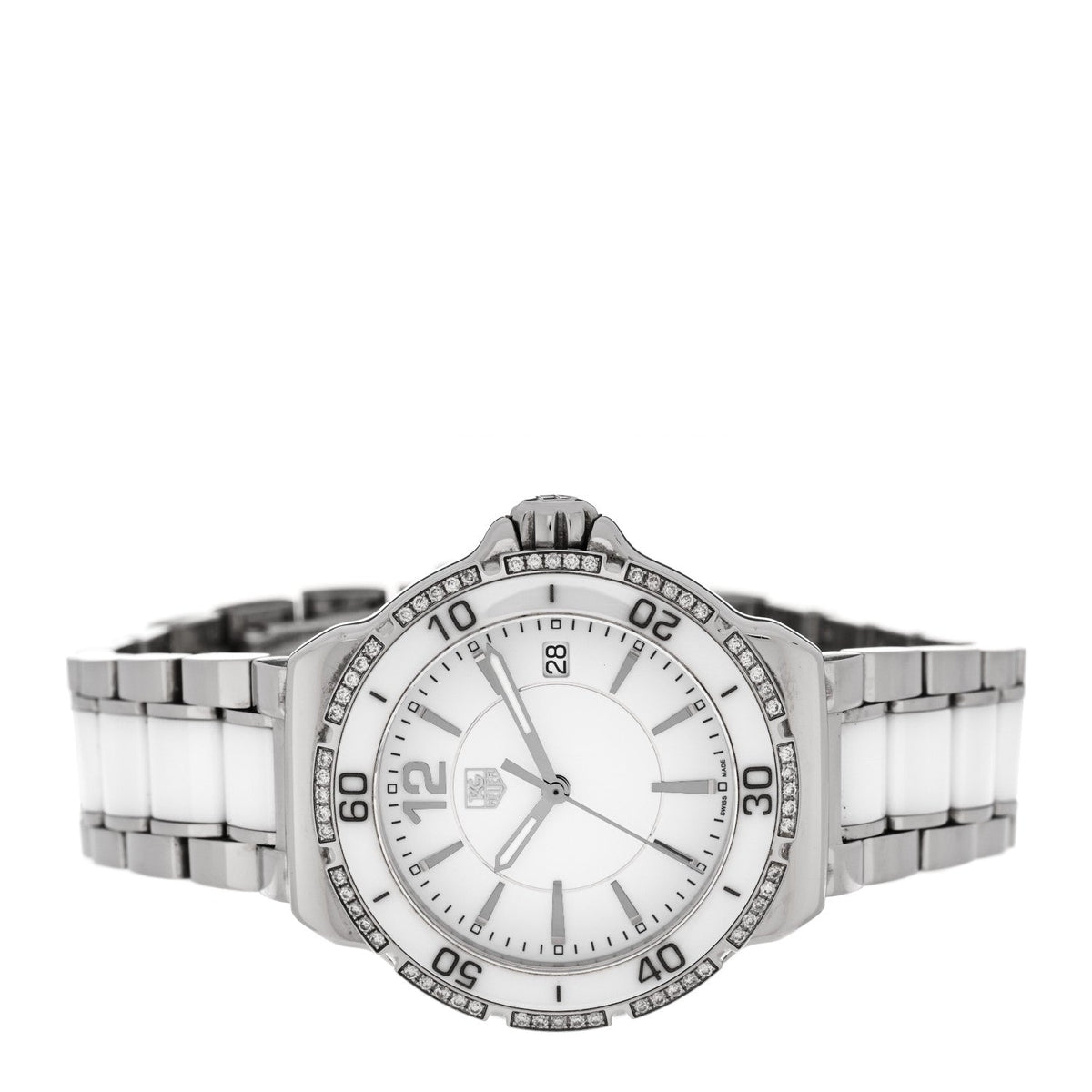 Stainless Steel Ceramic Diamond 34mm Formula 1 Quartz Watch White WAH1213