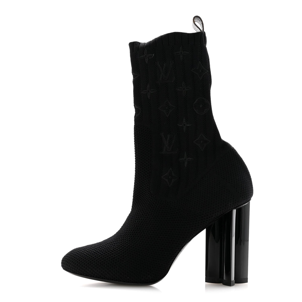 Monogram Stretch Fabric Silhouette Ankle Boots 38 Black