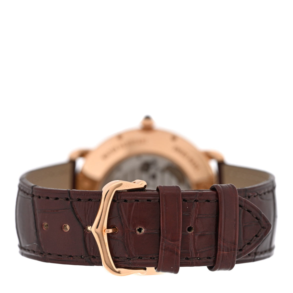 18K Pink Gold Alligator 40mm Ronde Louis Automatic Watch Brown