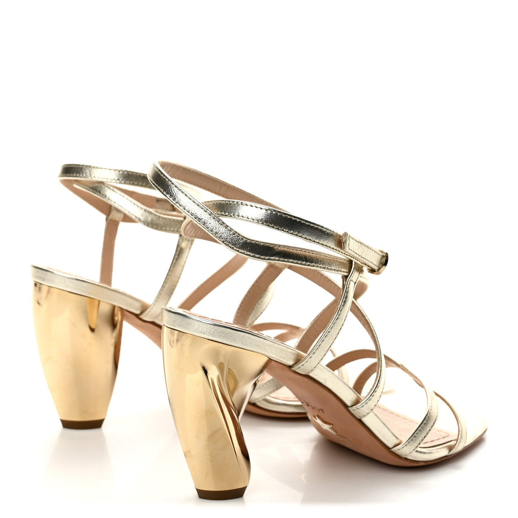 Laminated Lambskin Rhodes 80mm Sandals 35 Pale Gold