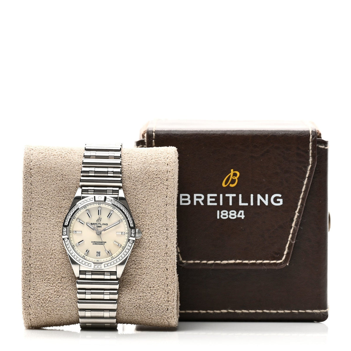 Stainless Steel Diamond Bezel 32mm Chronomat Quartz Watch Silver A77310