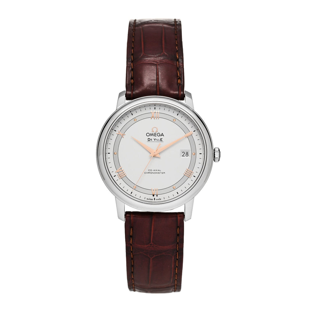 Stainless Steel Alligator 39.5mm De Ville Prestige Automatic Watch Silver 424.13.40.20.02.002 Silver