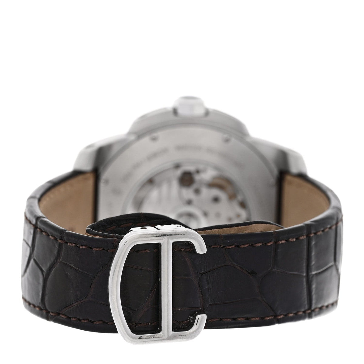 Stainless Steel 18K Pink Gold Alligator 42mm Calibre de Cartier Automatic Watch