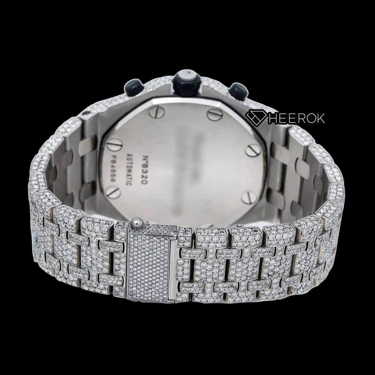 AP Royal Oak Offshore Chronograph Grey Dial White Standard Numerals Diamond Bezel Fully Iced Out Moissanite Watch