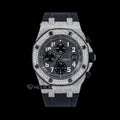 AP Royal Oak Offshore Standard Numerals Chronograph Black Dial Diamond Bezel Black Rubber Strap Semi Iced Out Moissanite Watch