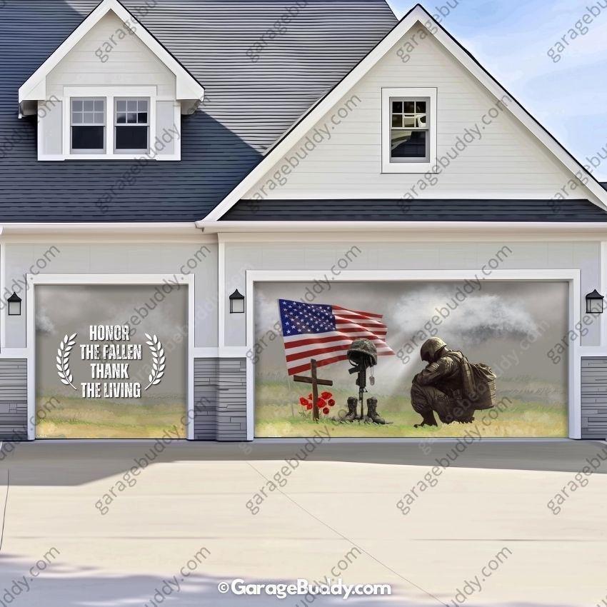 Honor The Fallen | Patriotic Veterans Garage Door Cover