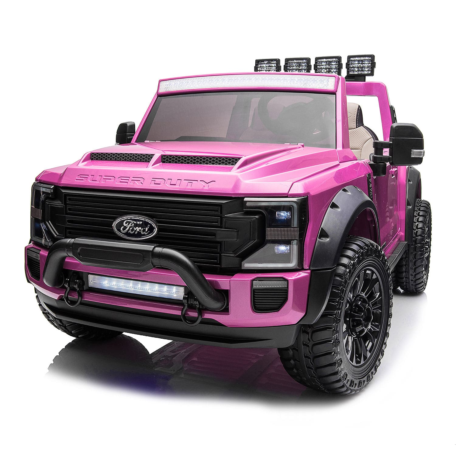 Ford F450 Custom Edition 24V Kids Ride-On Car Truck with R/C Parental Remote | Pink