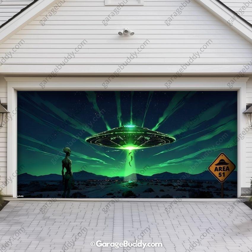 Alien Abduction (Glow) | Halloween Garage Door Cover