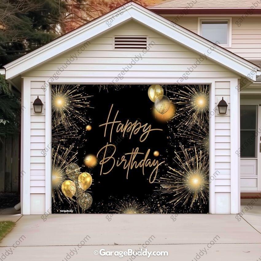 Happy Birthday Gold | GarageBuddy Garage Door Cover