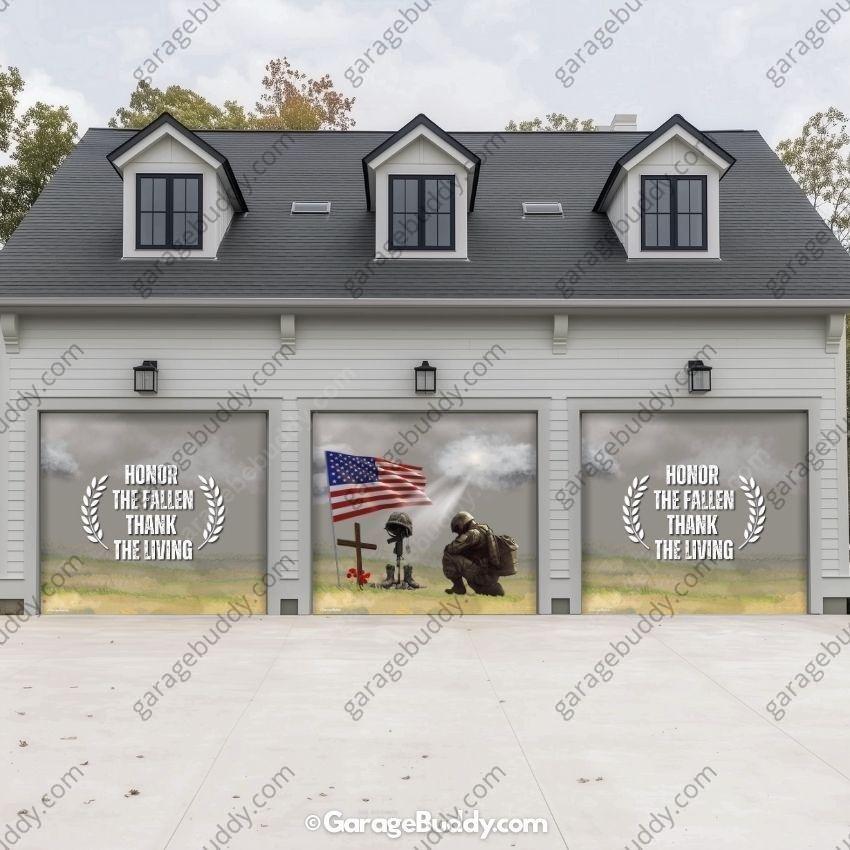 Honor The Fallen | Patriotic Veterans Garage Door Cover