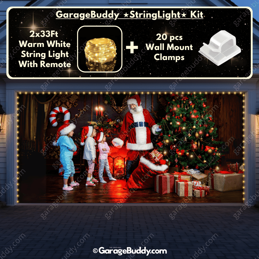Santa With Kids | Christmas Garage Door Cover