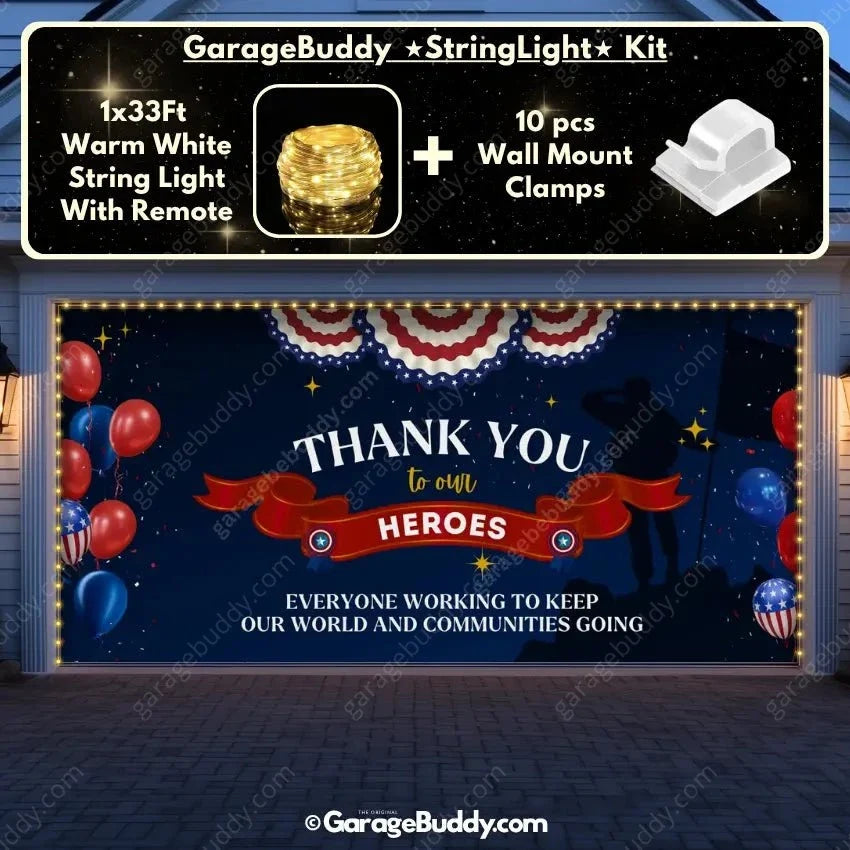 Thank You Heroes | Patriotic Garage Door Cover