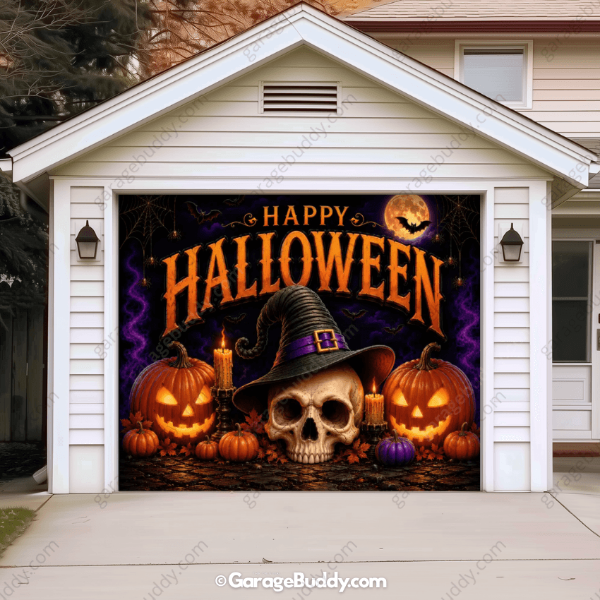 Wicked Halloween | Skull & Pumpkin Halloween Garage Door Cover