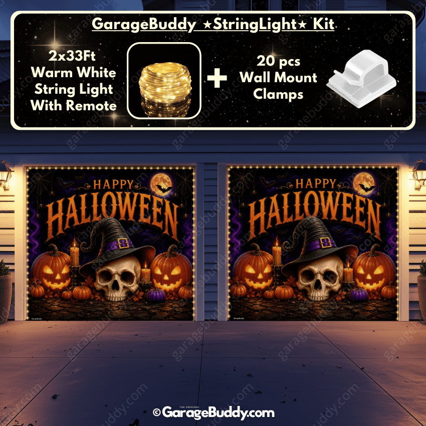Wicked Halloween (Glow) | Skull & Pumpkin Halloween Garage Door Cover