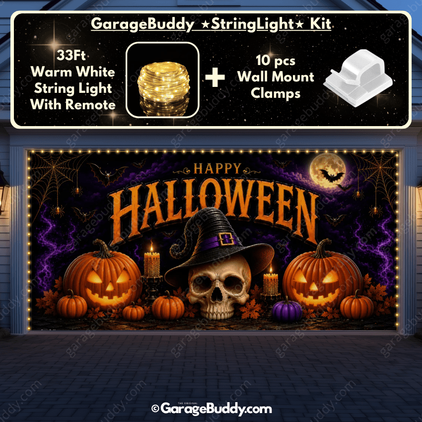 Wicked Halloween (Glow) | Skull & Pumpkin Halloween Garage Door Cover
