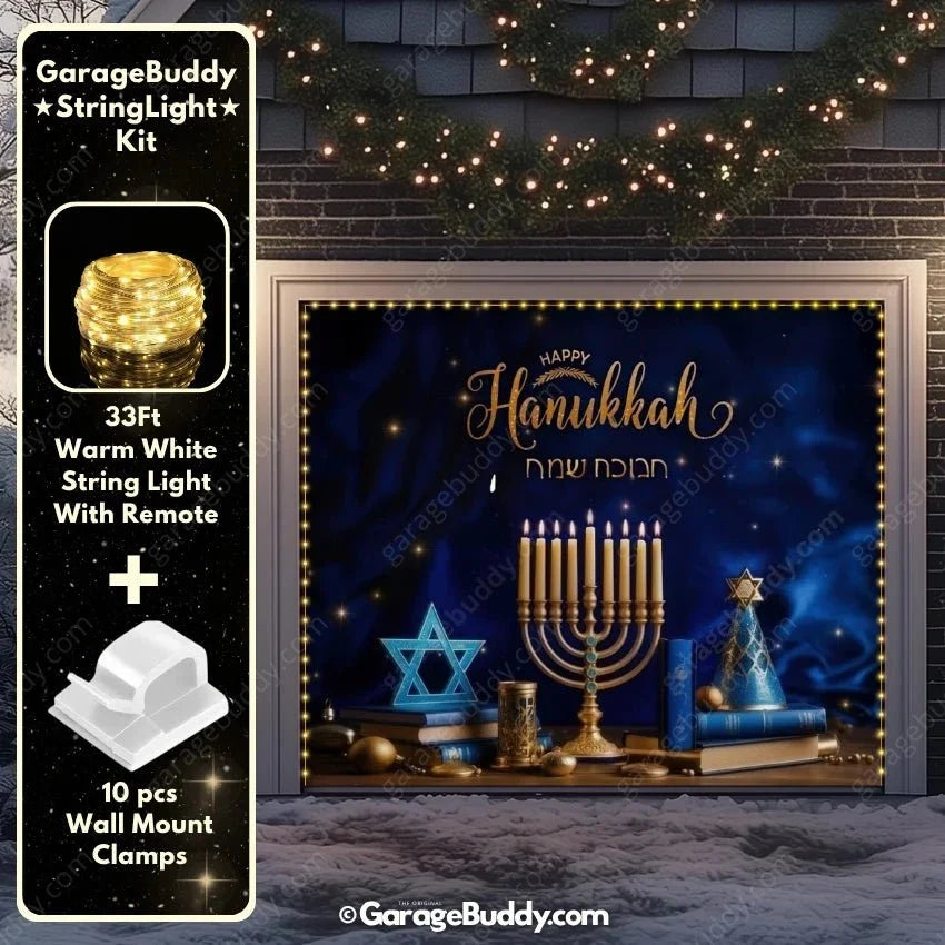 Happy Hanukkah (B) Festive Garage Door Cover