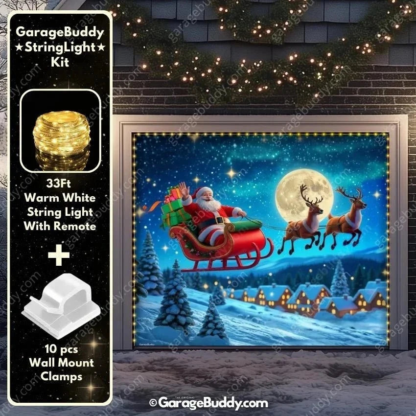 Santa's Flight | Christmas Garage Door Cover