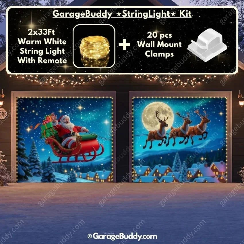 Santa's Flight | Christmas Garage Door Cover