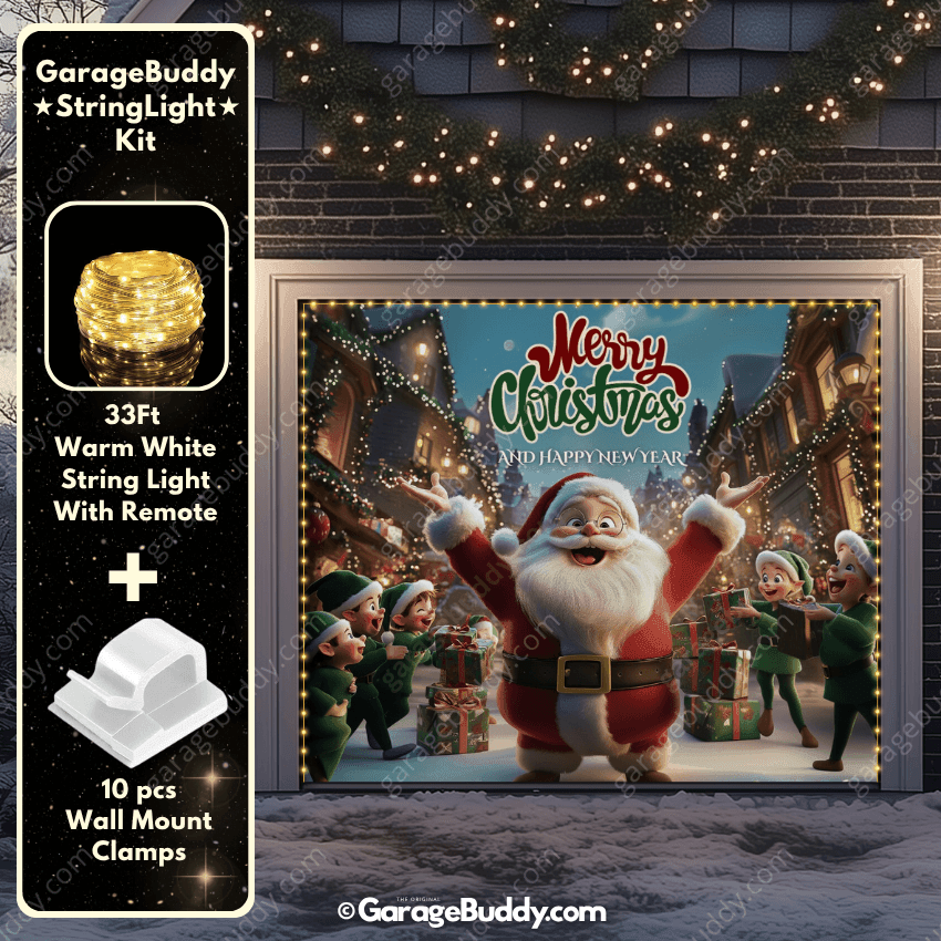 Santa And Elves | Christmas Garage Door Cover