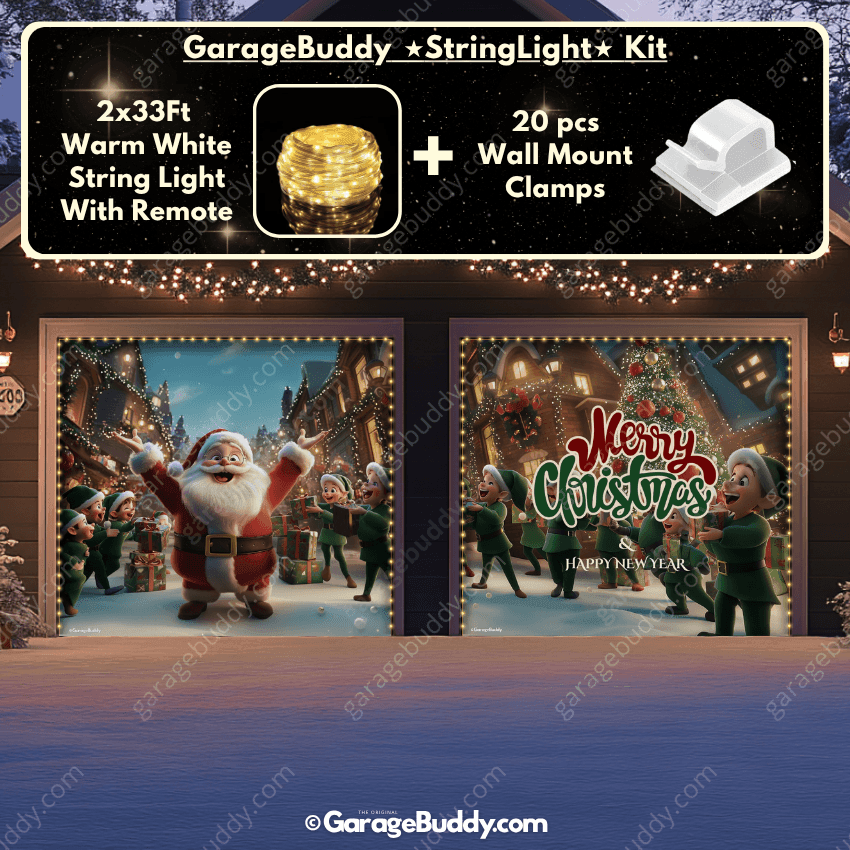 Santa And Elves | Christmas Garage Door Cover