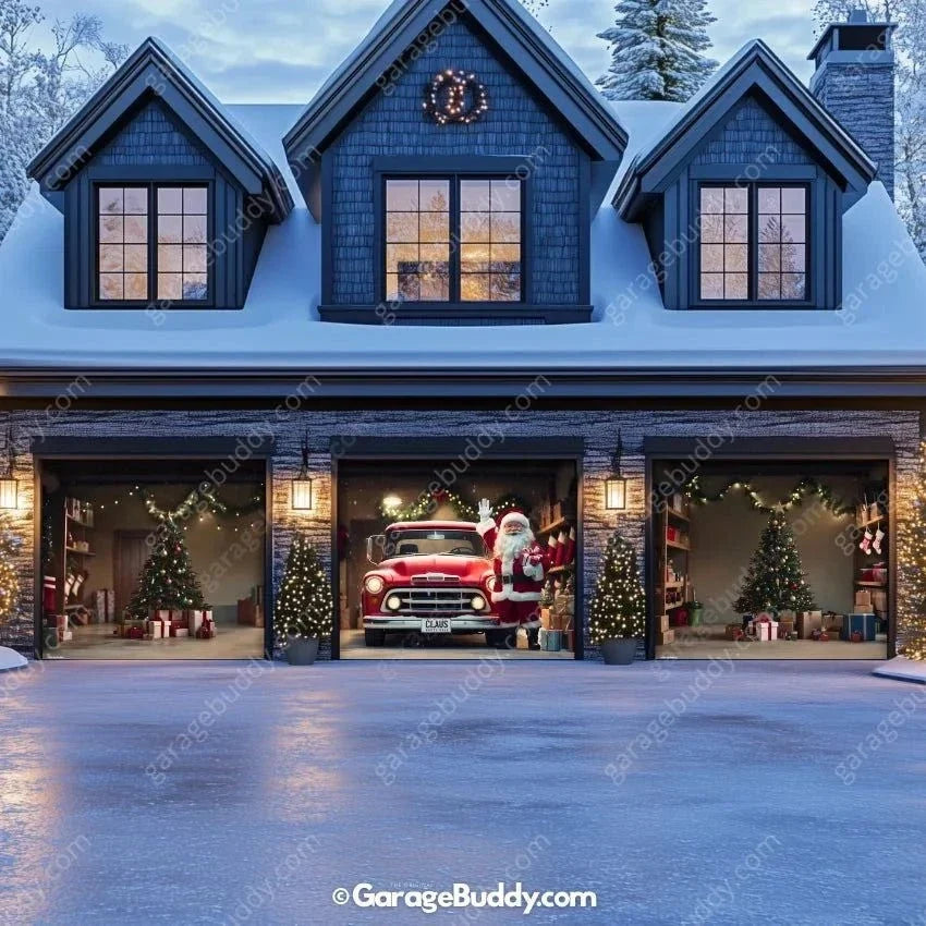 Santa's Garage | Christmas Garage Door Cover
