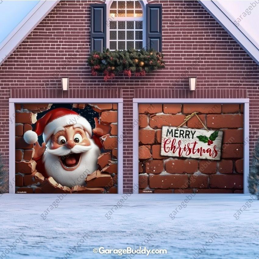 Santa's Surprise | Christmas Garage Door Cover