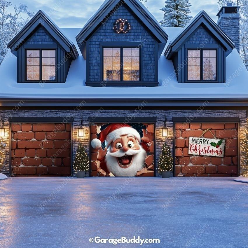 Santa's Surprise | Christmas Garage Door Cover