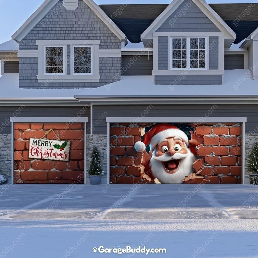 Santa's Surprise | Christmas Garage Door Cover