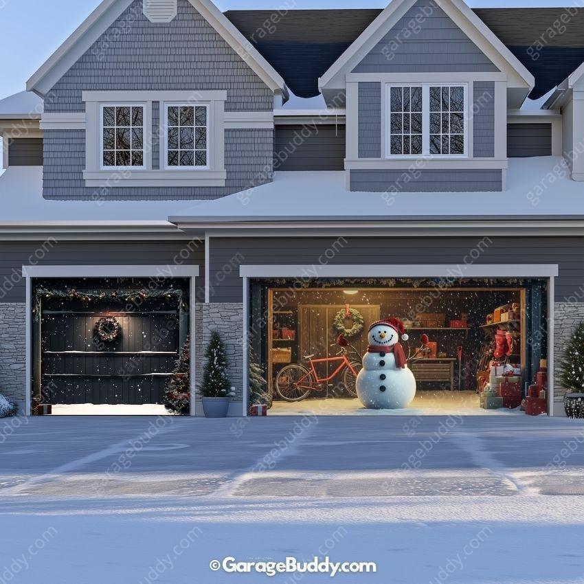 Snowy The Snowman | Christmas Garage Door Cover
