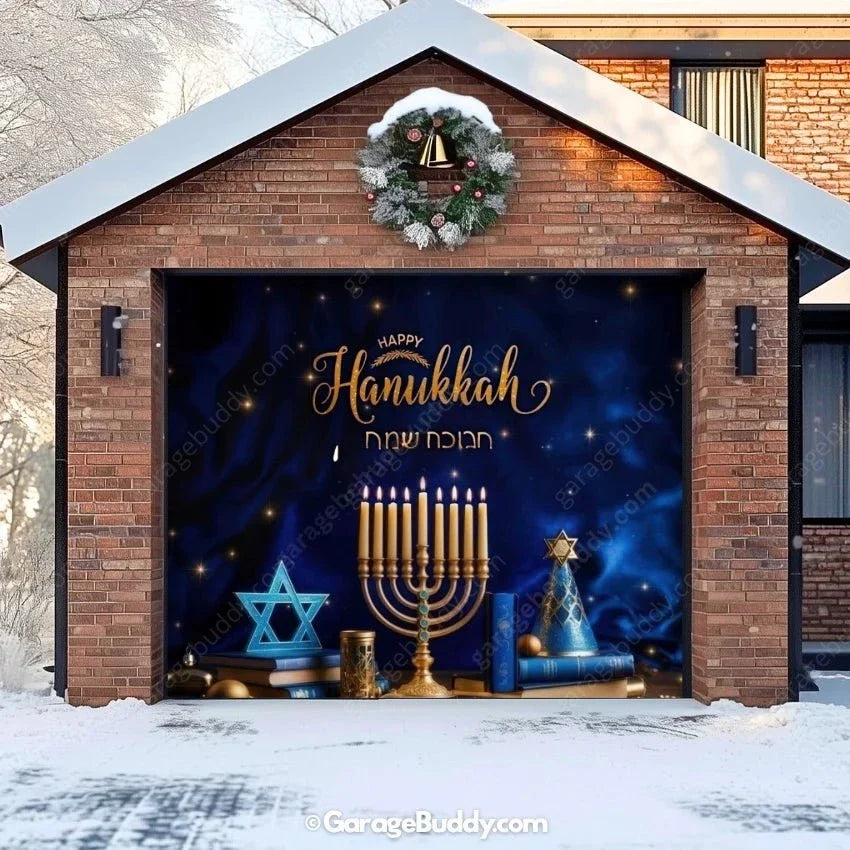 Happy Hanukkah (B) Festive Garage Door Cover